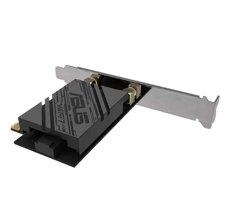 Asus PCI-E Adapter, PCE-BE92BT, BE9400, Tri-Band, Bluetooth 5.4, magnetized base, WPA3, OFDMA, MLO, only compatible with lntel motherboards, Black
