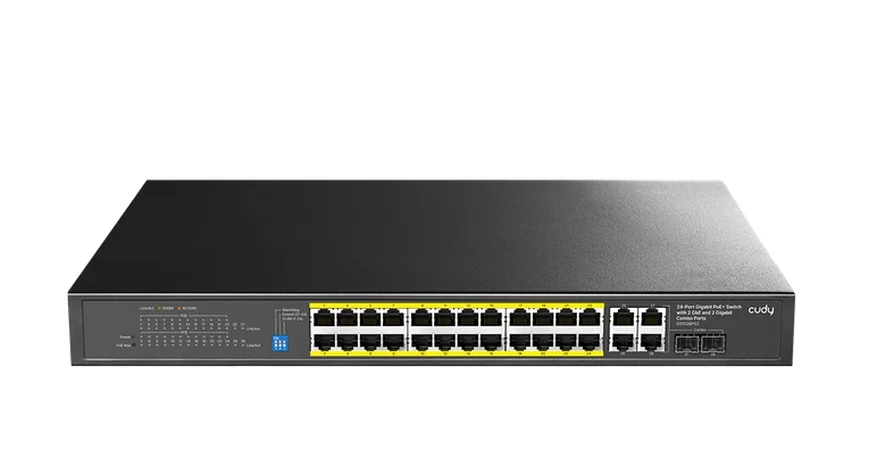 Cudy GS1028PS2 24-Port Gigabit PoE+ Switch with 2 SFP ports 300W24-10/100/1000 BASE-T Gigabit ports, 19-inch, 2-1000 BASE-X SFP Slot, 24-port IEEE 802.3at PoE+ Injector