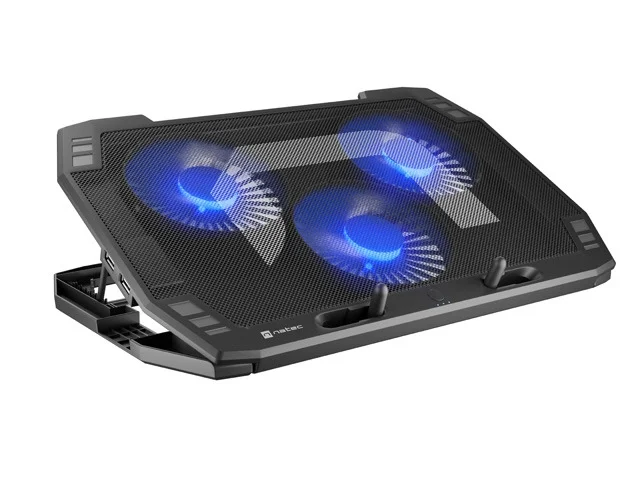 Охлаждаща стойка за лаптоп Natec Oriole 15.6"-17.3", 3 вентилатори, LED осветление, 2 USB