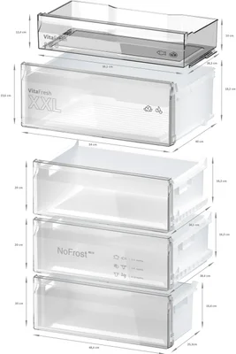 Bosch KGN497WDF, SER4, FS fridge-freezer NoFrost, D, 203/70/67cm, 440l(311+127), 35dB(B), IC, VitaFresh XXL, 0° drawer, Glossy Backwall with Multi Airflow, 2 cooling systems, Intelligent Inverter Technology, White, display