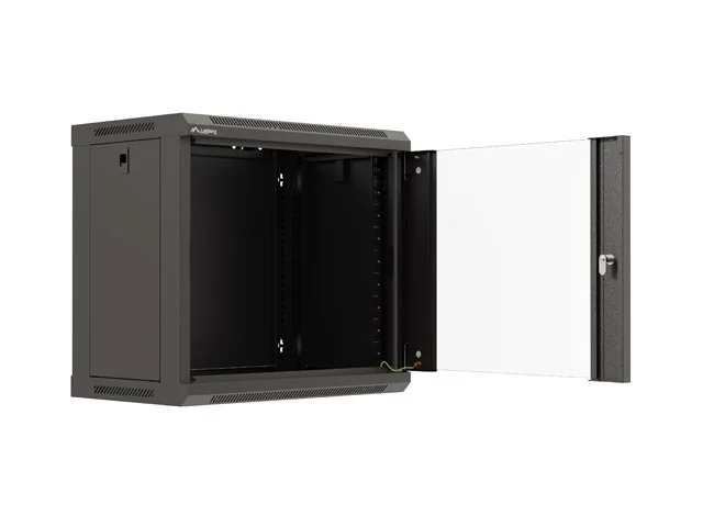 Lanberg rack cabinet 19" wall-mount 9U/540x350 (flat pack) with glass door black