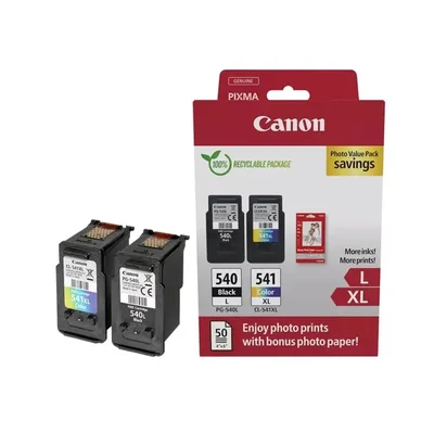 Мастило Canon PG-540L / CL-541XL комплект, CMYK, за Canon PIXMA + 50 листа гланцирана фотохартия GP-501 10x15 см