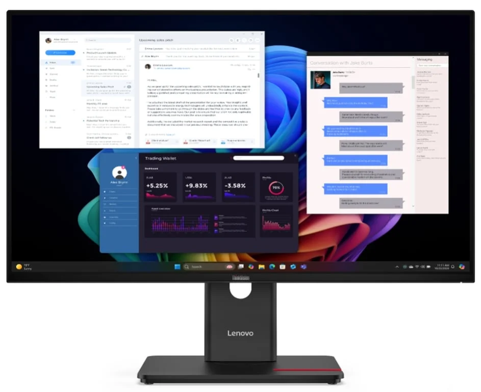Lenovo ThinkVision T27ud-40 27" IPS WLED, 3840x2160, 16:9, 48Hz - 60Hz, 4ms, 350 cd/m2, 1500:1, USB hub, HDMI, USB-C, RJ45, Tilt, Swivel, Pivot, Height Adjust Stand