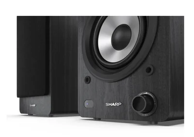 Sharp Audio Systems CP-SS30(BK), Hifi Systems BOOKSHELF SPEAKERS 60W (2 x 30W) RMS 2, Bluetooth v5.0, USB playback, MP3 Audio decoder, RCA L/R In, 3.5mm Aux-in / line-in, Digital optical-in, Wooden speaker, Black