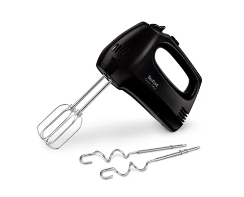 Tefal HT310838, Hand Mixer, 300W, 5 Speeds + turbo,  2 Beaters, 2 Dough hooks, black