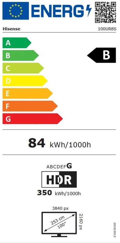 Hisense 100" UR8S, 4K Ultra HD 3840x2160, RGB Mini Led , DLED, Quantum Dot, 180Hz, IPS, HDR 10+, HLG, Dolby Vision IQ, Dolby Atmos, Smart TV,Light Sensor,WiFi 6eGHz, WiFi Direct, BT,2x10 W + 20 W + 2x5 W, Anyview Cast, 4xHDMI, 2xUSB, LAN, CI+, DVB-T2/C/S