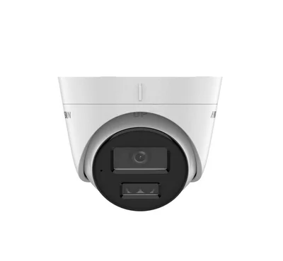 Камера за видеонаблюдение Hikvision 2 MP Smart Hybrid Light Fixed Turret, 2.8 mm, F1.6, IR/бяла светлина до 30 м, H.265+, IP67, микрофон, слот за карта памет до 512GB, 12VDC/PoE, 6.5W