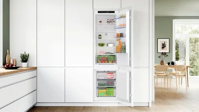 Bosch KIN96NSE0, SER2, BI fridge-freezer XL, NoFrost freezer, E, 193,5cm, 290l(215+75), 34dB(B), IC, Multi Box XXL, EcoAirflow, Door Open Alarm, sliding hinge