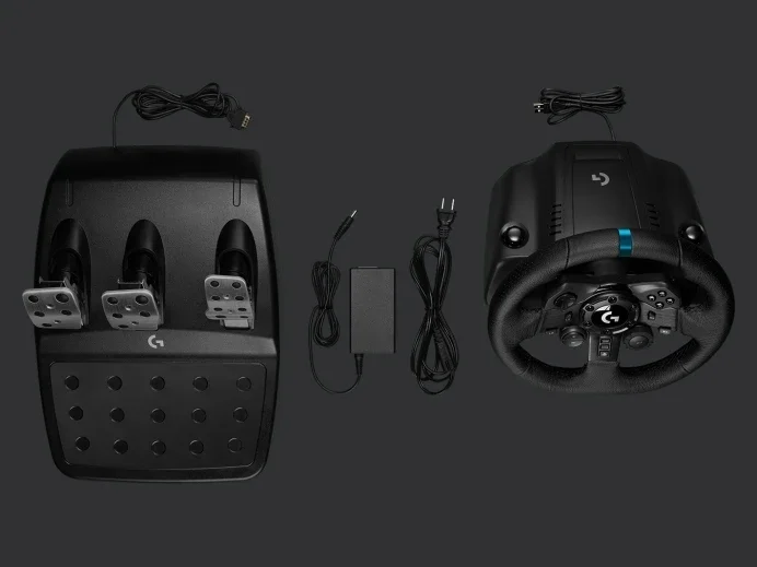Волан за игри Logitech G923, педали, 900° обратна връзка TRUEFORCE, PC/PlayStation 4, алуминий, стомана, кожа