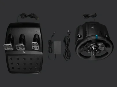 Волан за игри Logitech G923, педали, 900° обратна връзка TRUEFORCE, PC/PlayStation 4, алуминий, стомана, кожа