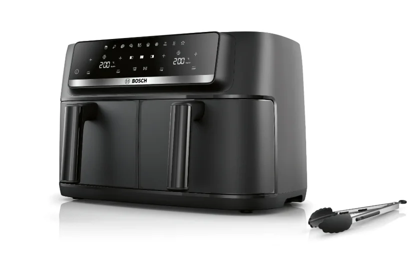 Фритюрник с горещ въздух Bosch – MAFD440B7, Double Flex Drawer, 9L (2x4.5L), 2500W, 40-230°C, тъч контрол, черен