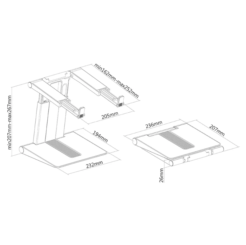 Neomounts Notebook Desk Stand (ergonomic, portable, height adjustable)
