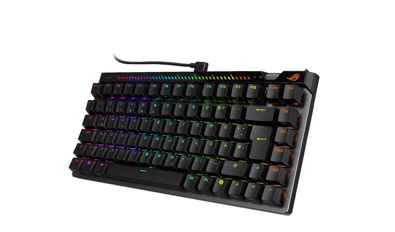 Геймърска клавиатура ASUS ROG Falchion Ace 75% M705ROGFALCHIONACE75HE/BK/V2/US/PBT, черен, RGB подсветка, кабел