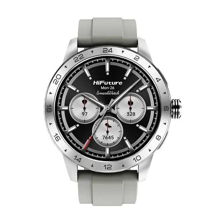HiFuture Flex 2 Silver, 1.39" FHD, 360?360, Bluetooth Call, IP68 Waterproof, 24/7 True Heart Rate & Blood Oxygen Sensor, Up to 10 days daily use, 100+ Sports Mode