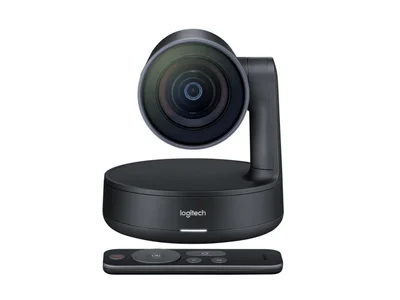 Logitech Rally Camera, Ultra HD 4K 30 fps, Motorized PTZ Camera, RightSight, RightLight, RightSound, 5x Optical Zoom, Autofocus, Black