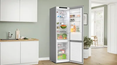 Bosch KGN392LDF SER4, FS fridge-freezer, Total No Frost, D,  203/60/66.5cm, 363l(260+103), 35dB, VitaFresh XXL , Stainless steel look