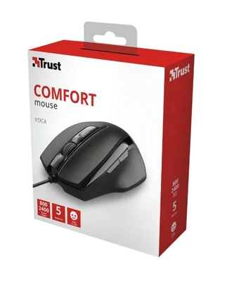 Мишка TRUST Voca Comfort, оптична, 2400 dpi, 6 бутона, черна