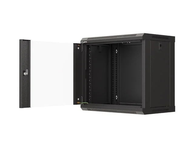 Lanberg rack cabinet 19" wall-mount 9U/540x350 (flat pack) with glass door black
