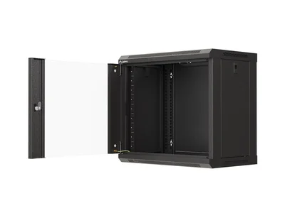Lanberg rack cabinet 19" wall-mount 9U/540x350 (flat pack) with glass door black