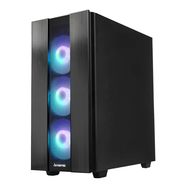 Кутия за компютър Chieftec Hunter II Middle Tower, прозрачен страничен капак, черен
