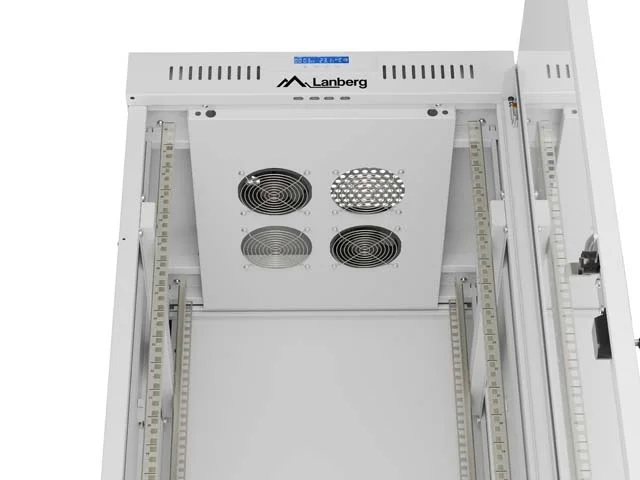 Комуникационен шкаф LANBERG – 32U/600x600, стоящ, 19", стъклена врата, сив