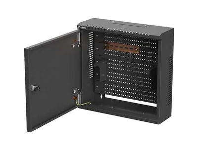 Комуникационен шкаф LANBERG – TPR 10", 2U, 400x400x140 мм, метална врата, черен