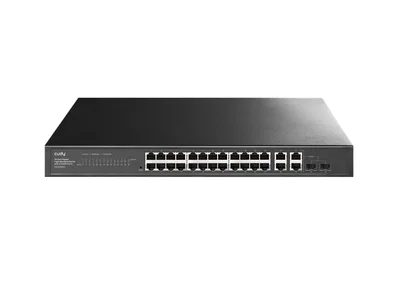 Cudy GS1028ES2 26-Port Gigabit Easy-Managed Switch, 10/100/1000M RJ45 Ports, 2 Gigabit Combo ports, 19 inch Rack-mount Steel Case (Rack-Mount kits included) 802.1Q/MTU/Port Based/Voice VLAN, MAC Management, Cudy Cloud APP