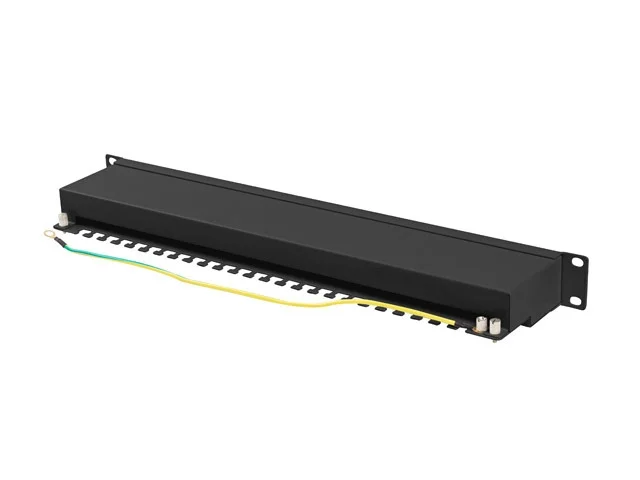 Пач панел LANBERG 24 порта 1U 19" Cat.6a FTP с органайзер за кабели, екраниран, черен