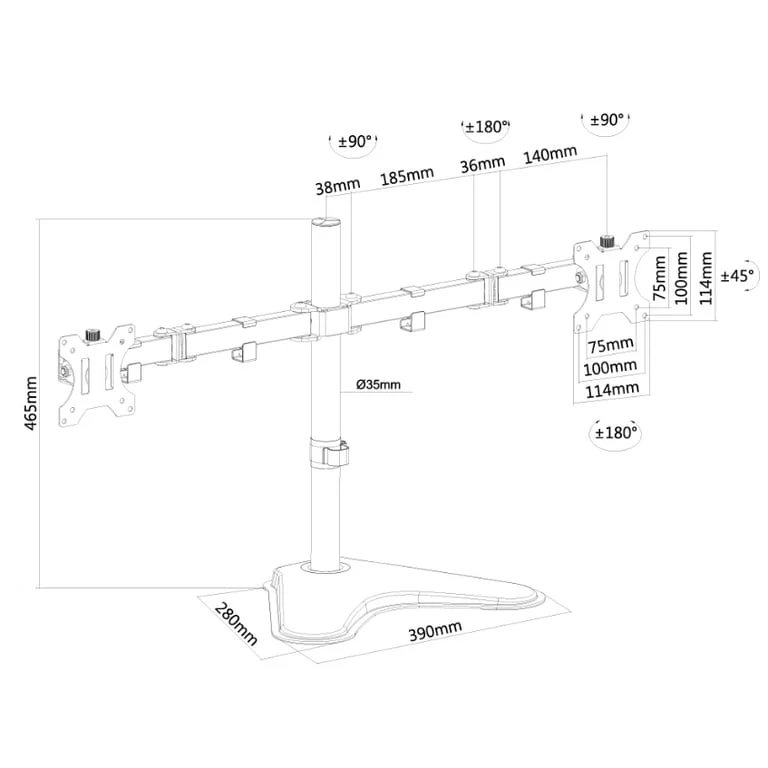 Стойка за монитори NEOMOUNTS BY NEWSTAR – FPMA-D550DD, за 2 екрана, до 32"