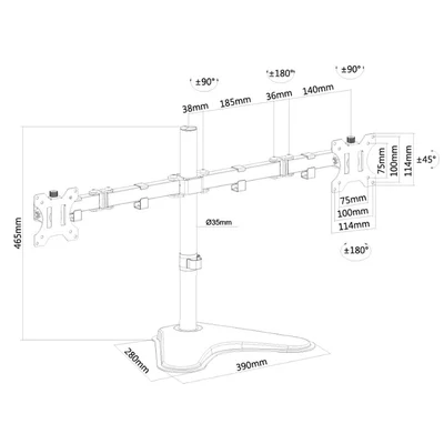 Стойка за монитори NEOMOUNTS BY NEWSTAR – FPMA-D550DD, за 2 екрана, до 32"