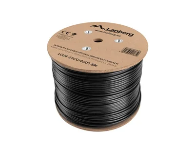LAN кабел Lanberg CAT.6 UTP 305m меден, външен, Black