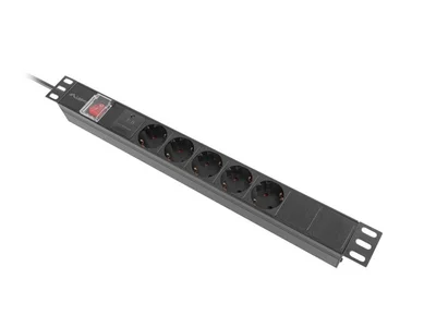Lanberg power distribution unit (pdu) 19" 1U 16a 2m 5x schuko outlets black