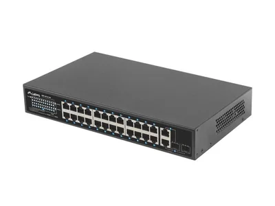 Мрежов суич Lanberg 24x 100BASE-T PoE+/2x SFP Rackmount Gigabit Ethernet 360W v2