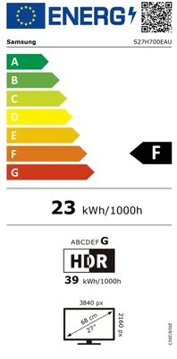 Samsung LS27H700 27" IPS LED 60 Hz, 5 ms GTG, 3840x2160, 300 cd/m2 Display Port 1.4 HDMI 2.2, Black