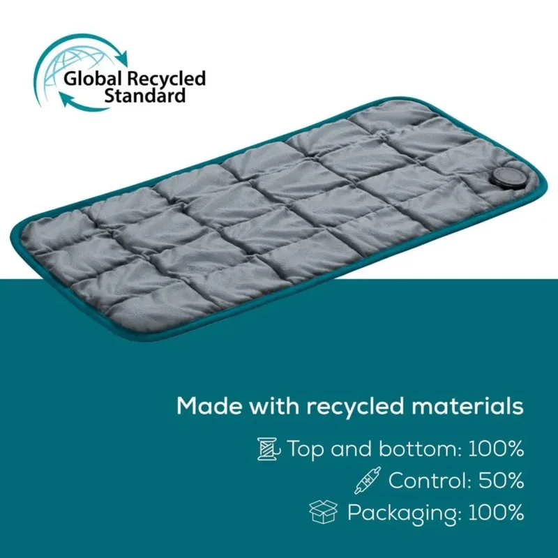 Beurer HK 145 CosyWeight Green Planet XXL, 100% recycled material, Adherent heating pad thanks to glass bead filling,BSS, OEKO-TEX Standard 100, 6 temperature settings, automatic switch off after 90 min; washable on 30°