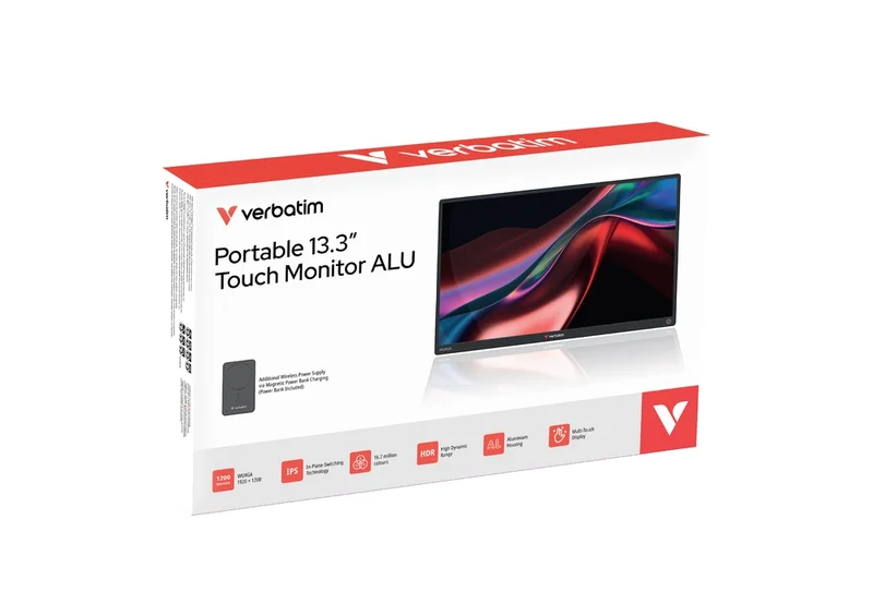Verbatim Portable 13.3"  WUXGA Touch Monitor ALU with Wireless Power Supply incl. Power Bank 5000mAh
