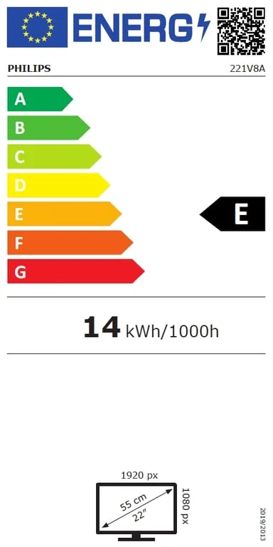 Монитор Philips 221V8A/00 21.5" VA FHD 75Hz 4ms