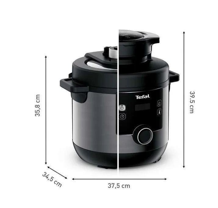 Tefal CY778830 Turbo Cuisine N'Fry 7,6L (Crispy Lid Included), 1200W, Epc, Automatic Prg (10+5Air Frying), Easy Steam Release