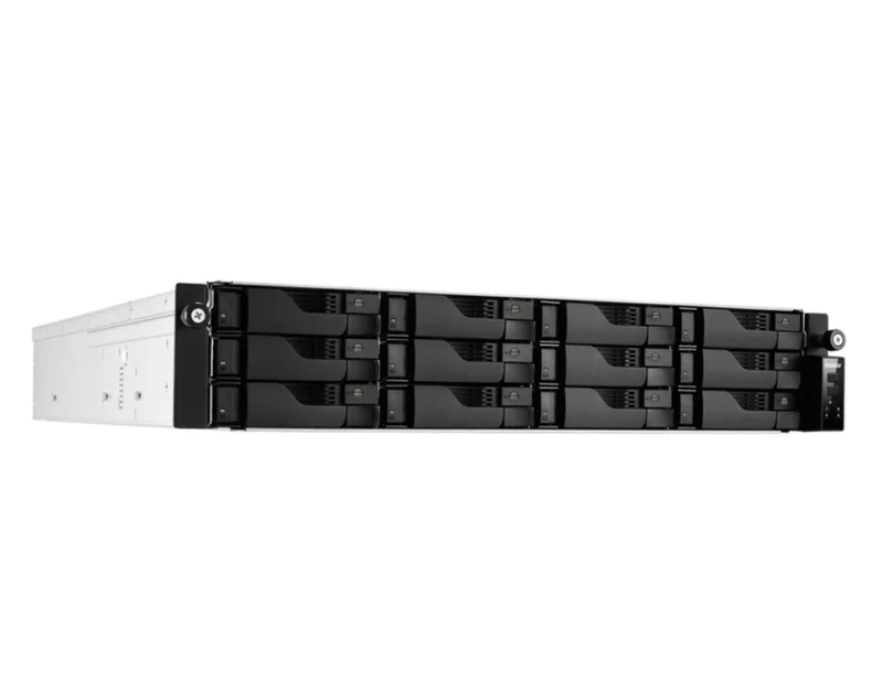 Asustor AS7212RDX, 2U 12-bay NAS, AMD Ryze 7 Pro 7745 Octa-Core 3.8GHz (up to 5.3GHz), 16GB ECC DDR5-4800 UDIMM (Max. 192GB),12 x SATA3 6Gb/s; 3.5"/2.5" HDD/SSD,1x M.2 NVMe slot (PCIe Gen5 x4), 2x GLAN 2x 10GLAN (10G/1G), Redundant 550W, Rail Kit, Black