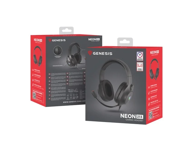 Геймърски слушалки Genesis Neon 213 с микрофон, RGB подсветка, черен