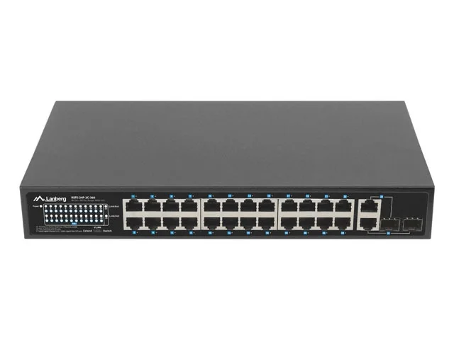 Мрежов суич Lanberg 24x 100BASE-T PoE+/2x SFP Rackmount Gigabit Ethernet 360W v2