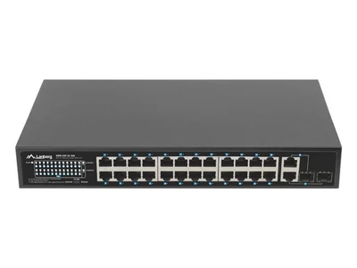 Мрежов суич Lanberg 24x 100BASE-T PoE+/2x SFP Rackmount Gigabit Ethernet 360W v2