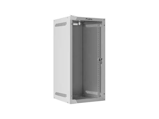 Lanberg rack cabinet 10" wall-mount 12U/280x310 for self-assembly with glass door grey (flat pack)