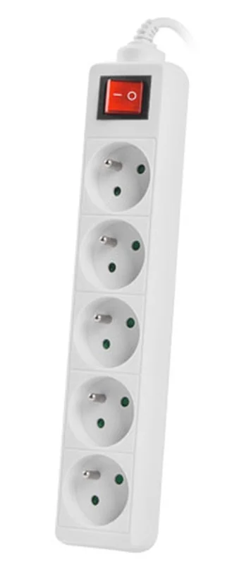 Lanberg power strip 3m, 5 sockets, french with circuit breaker quality-grade copper cable, white
