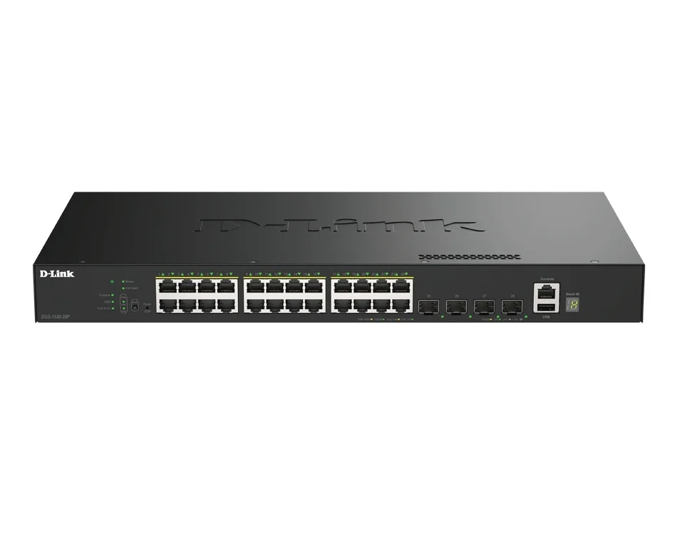 D-Link 24 Ports GE PoE (30W) + 4 Ports 10G SFP+ Smart Managed Switch, 370W