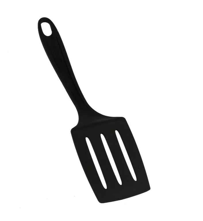 Кухненска шпатулa с отвори Tefal Bienvenue 2743712, черна, устойчива до 220°C, подходяща за съдомиялна