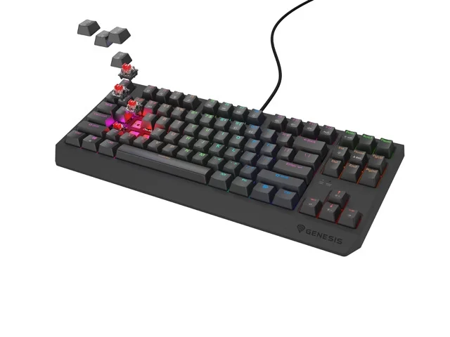 Гейминг клавиатура Genesis Thor 230 TKL Lite US Rainbow Outemu Red Hot Swap Черна