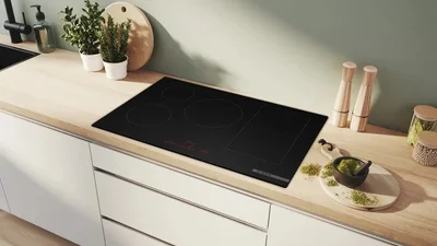 Bosch PVW81CHB1E, SER8, Induction electric cooktop, 5 zones (1 CombiZone + 3, 24cm ring), DirectSelect, PanBoost, frameless, 7,4 kW, 80cm, HC, Matt Black