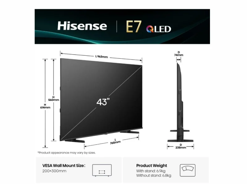 Телевизор Hisense 43" E7Q QLED 4K UHD