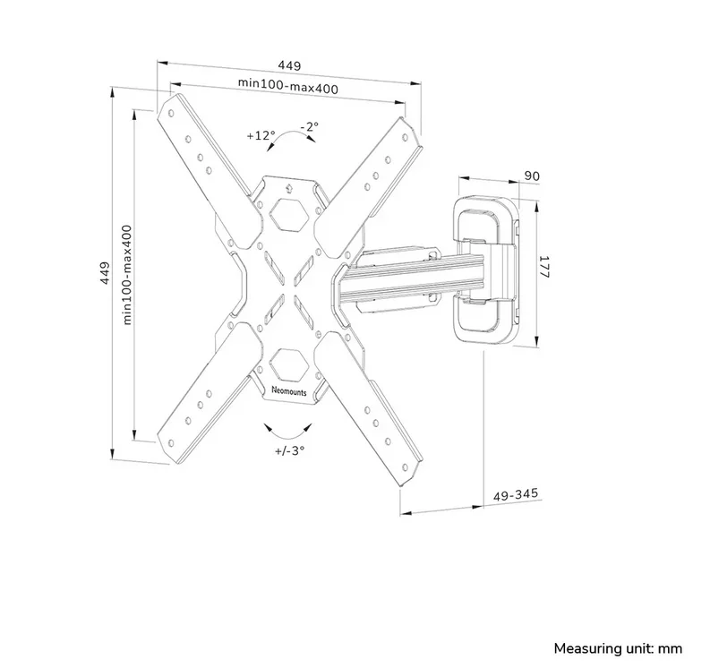 Neomounts Level-850 Wall Mount (full motion, 2 pivots, VESA 400x400)